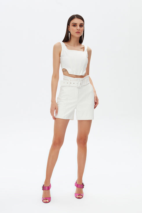 Snowdrop square collar crop top